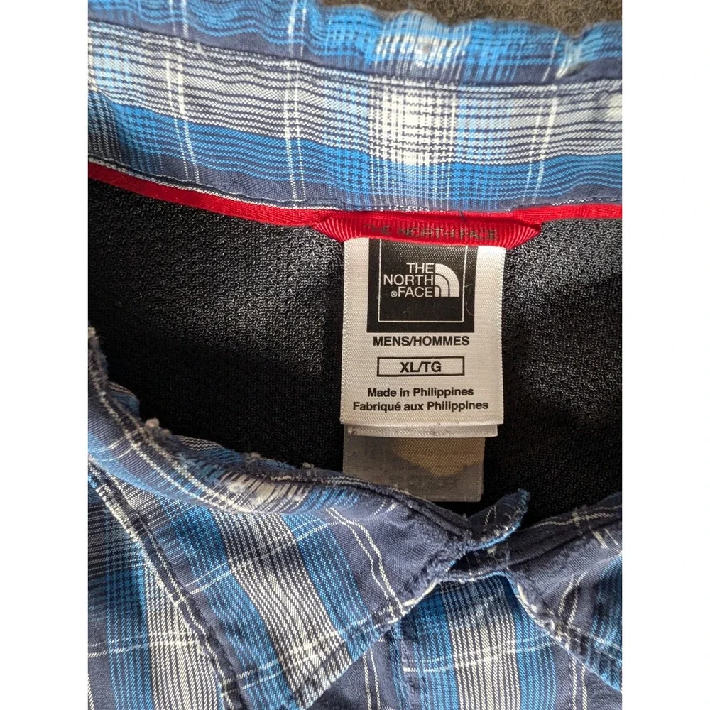 The North Face Mens Blue Plaid Long Sleeve Hiking Button Up Shirt XL
